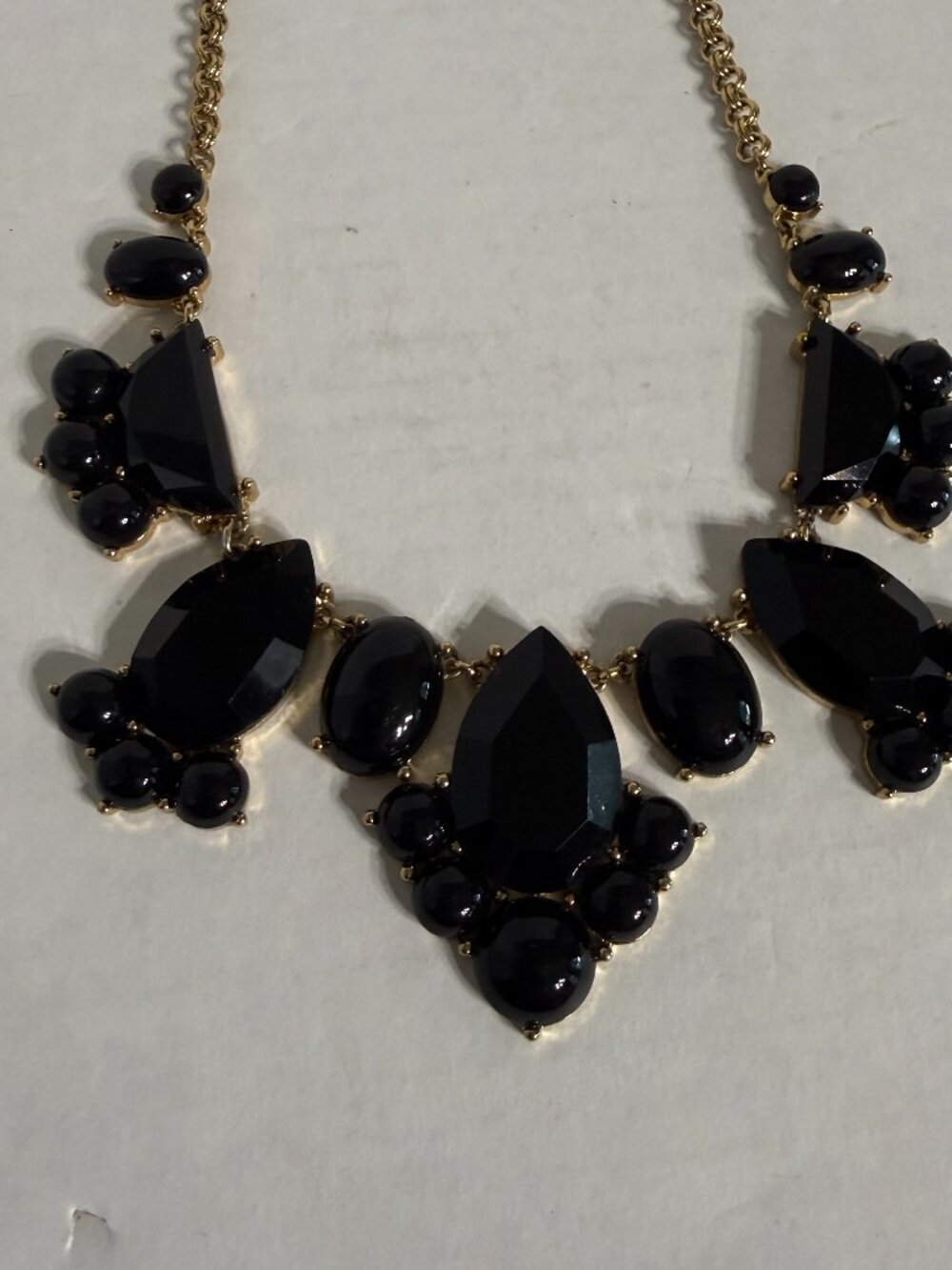 Kate Spade Day Tripper Black Faceted Rhinestones Gold Tone Statement Necklace